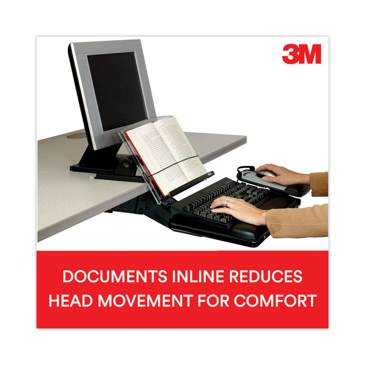 In-Line Adjustable Desktop Copyholder,150 Sheet Capacity, Plastic, Black/clear
