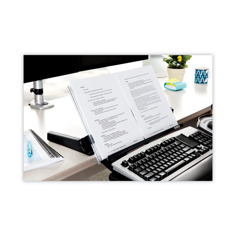 In-Line Freestanding Copyholder, 300 Sheet Capacity, Plastic, Black/clear