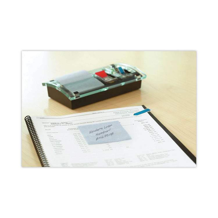 Note and Flag Dispenser, For 3 x 3 Pads, Black/Clear, Includes 45-Sheet Canary Super Sticky Pop-up Pad; (50) 1" Flags