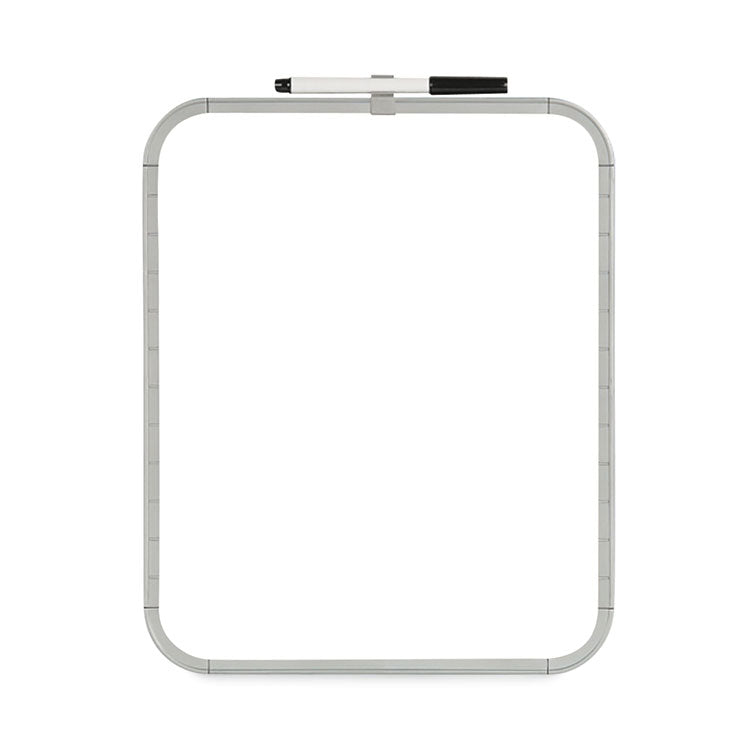 Magnetic Dry Erase Board, 11" x 14", White Surface, White Plastic Frame