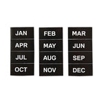 Heavy-Duty Board Magnet Labels, Months of the Year (January-December), 1" Tall, White Characters, Black Background, 12/Pack