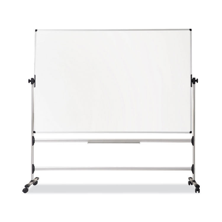 Earth Silver Easy Clean Mobile Revolver Dry Erase Boards, 36" x 48", White Surface, Natural Steel Frame
