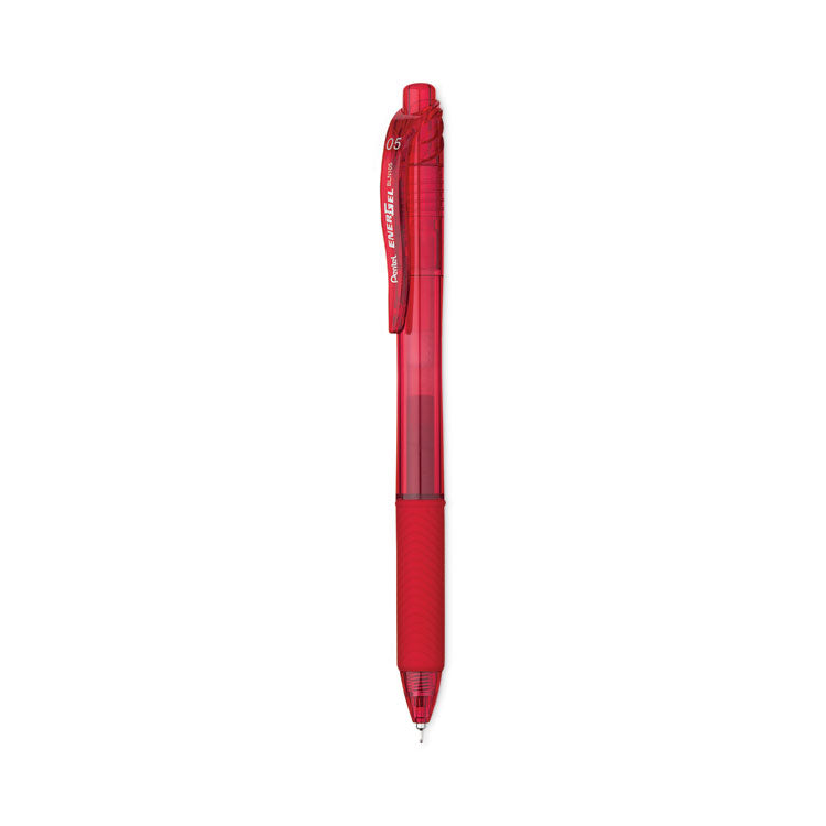 EnerGel-X Gel Pen, Retractable, Fine 0.5 mm, Red Ink, Translucent Red/Red Barrel, Dozen