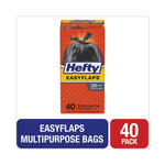 Easy Flaps Trash Bags, Tie-Flap, 30 gal, 0.85 mil, 30" x 33", Black, 40/Box