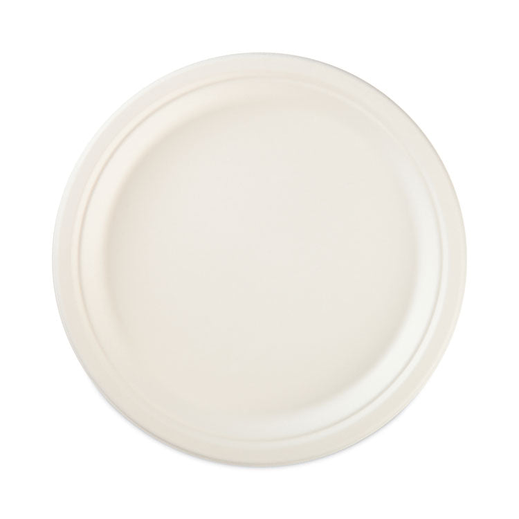 ECOSAVE Tableware, Plate, Sugarcane, 6.75" dia, White, 30/Pack
