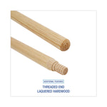 Heavy-Duty Threaded End Lacquered Hardwood Broom Handle, 1.13" dia x 60", Natural