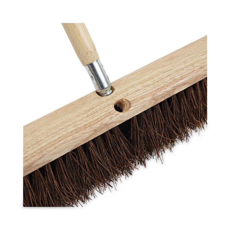 Metal Tip Threaded Hardwood Broom Handle, 1.13" dia x 60", Natural