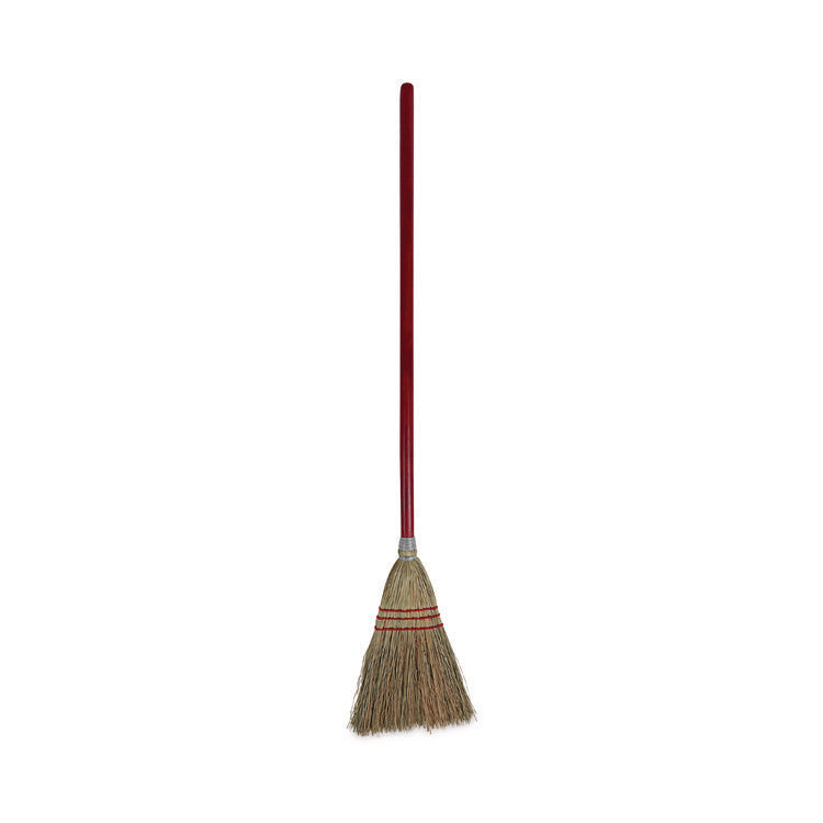 Corn Fiber Lobby/toy Broom, Corn Fiber Bristles, 39" Overall Length, Red, 12/carton