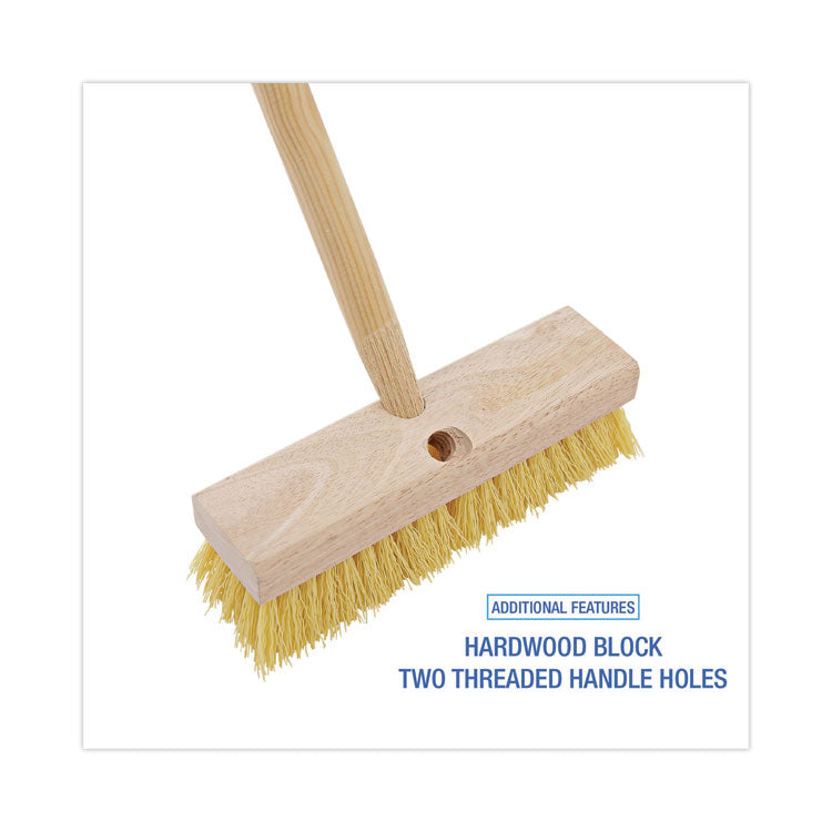 Deck Brush Head, 2" Cream Polypropylene Bristles, 10" Brush