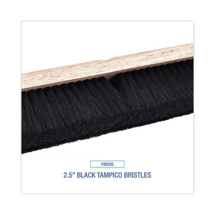 Floor Brush Head, 2.5" Black Tampico Fiber Bristles, 36" Brush