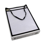 Stitched Shop Ticket Holders, 22" Hang Strap, Super Heavy-Duty, Top Load 9 x 12 Insert, Clear Front, Black Border, 15/Box