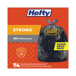 Strong Multipurpose Drawstring Trash Bags, 30 gal, 1.1 mil, 30" x 33", Black, 74/Box