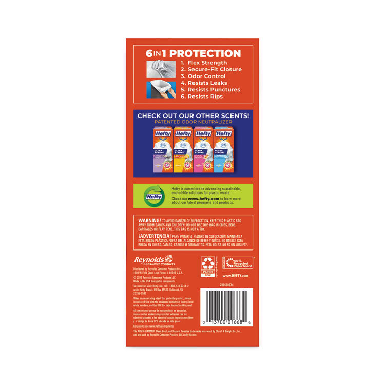 Extra Heavy-Duty Ultra Strong Tall Kitchen Trash Bags, Drawstring, 13 gal, 23.75" x 24.88", White, 40/Box