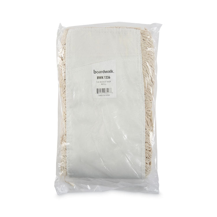 Industrial Dust Mop Head, Washable, Hygrade Cotton, 36w x 5d, White