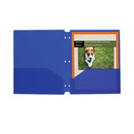 Two-Pocket Heavyweight Poly Portfolio Folder, 3-Hole Punch, 11 X 8.5, Blue, 25/box