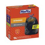 Strong Multipurpose Drawstring Trash Bags, 30 gal, 1.1 mil, 30" x 33", Black, 74 Bags/Box, 3 Boxes/Carton