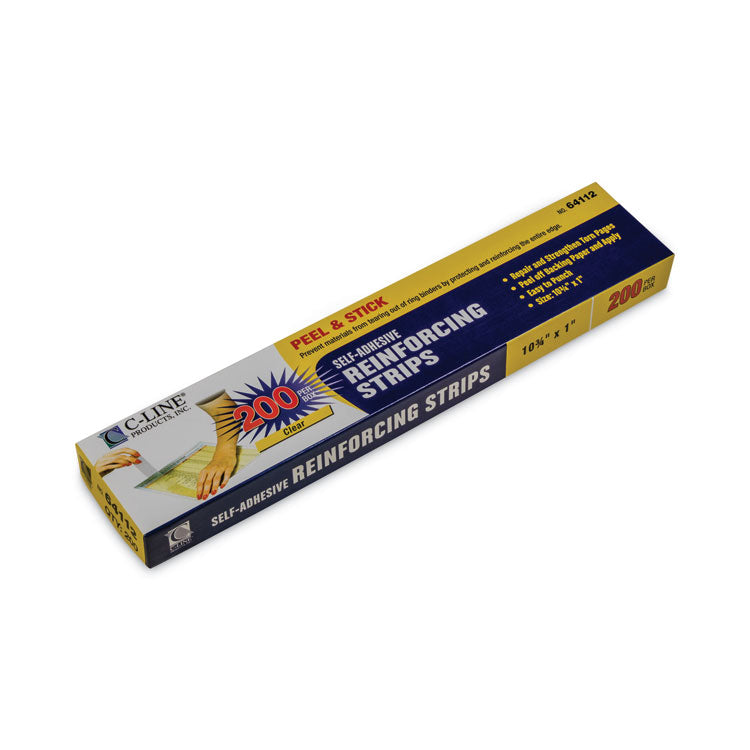 Self-Adhesive Reinforcing Strips, 1 x 10.75, Clear, 200/Box