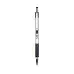 F-301 Ballpoint Pen, Retractable, Bold 1.6 mm, Black Ink, Stainless Steel/Black Barrel, 12/Pack