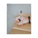 F-301 Ballpoint Pen, Retractable, Bold 1.6 mm, Black Ink, Stainless Steel/Black Barrel, 12/Pack