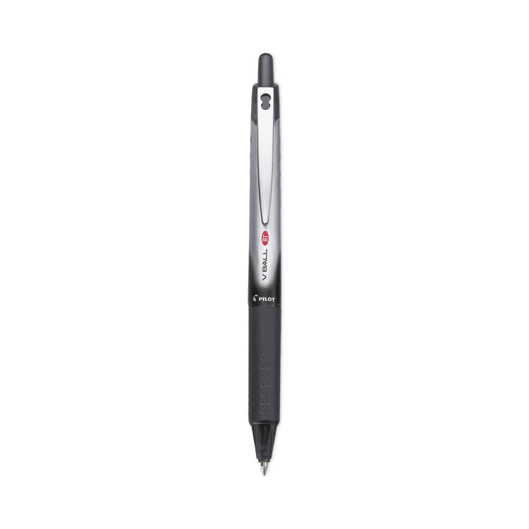 VBall RT Liquid Ink Rollerball Pen, Retractable, Fine 0.7 mm, Black Ink, Black/White Barrel
