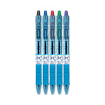 B2p Bottle-2-Pen Recycled Ballpoint Pen, Retractable, Medium 1 Mm, Assorted Ink Colors, Translucent Blue Barrel, 5/pack
