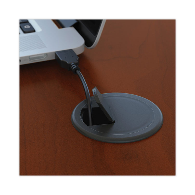 Series C Collection Bow Front Desk, 71.13" X 36.13" X 29.88", Hansen Cherry/graphite Gray