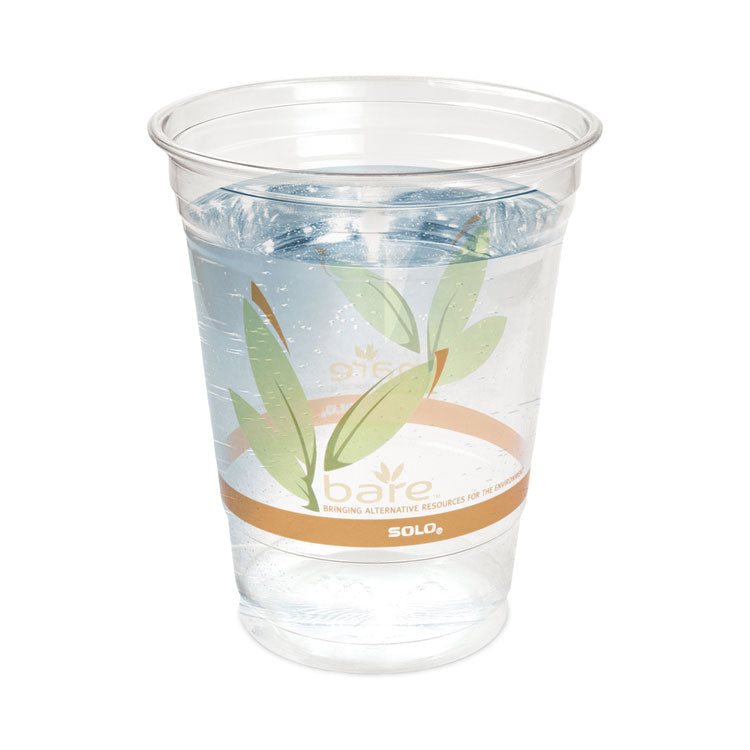Bare Eco-Forward RPET Cold Cups, Squat, 12 oz to 14 oz, Plastic, Leaf Design, 50/Pack