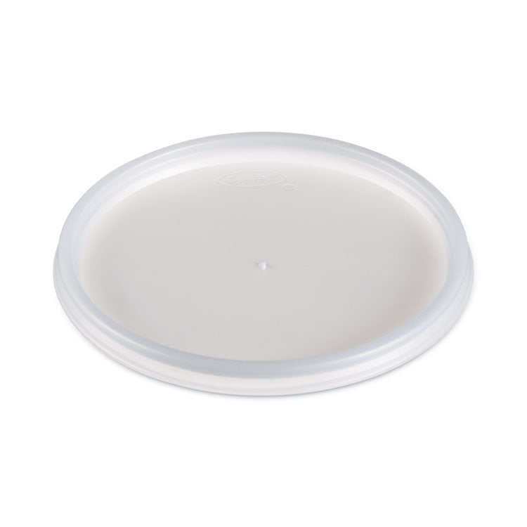Plastic Lids for Foam Cups, Bowls and Containers, Flat, Vented, Fits 6 oz to 32 oz, Translucent, 100/Pack, 10 Packs/Carton
