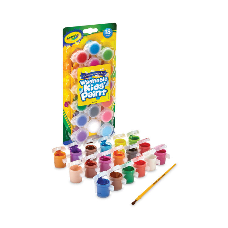 Washable Paint, 18 Assorted Colors, Interconnected 3 Oz Cups
