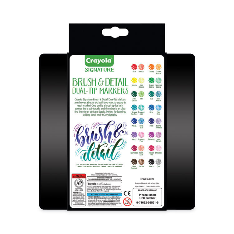 Brush And Detail Dual Ended Markers, Extra-Fine Brush/bullet Tips, Assorted Colors, 16/set