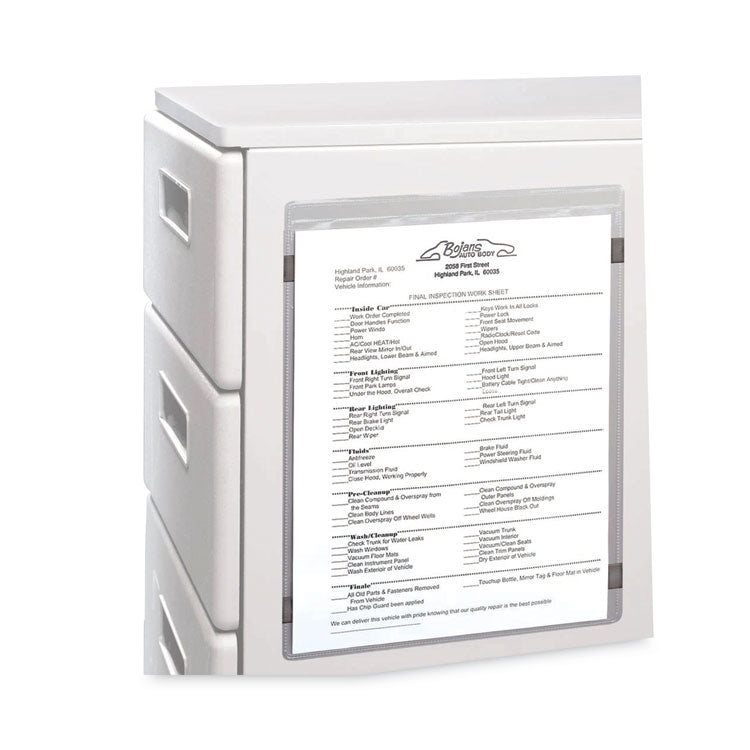 Magnetic Shop Ticket Holders, Super Heavy-Duty, Top Load 8.5 x 11 Insert, Clear Front, 15/Box