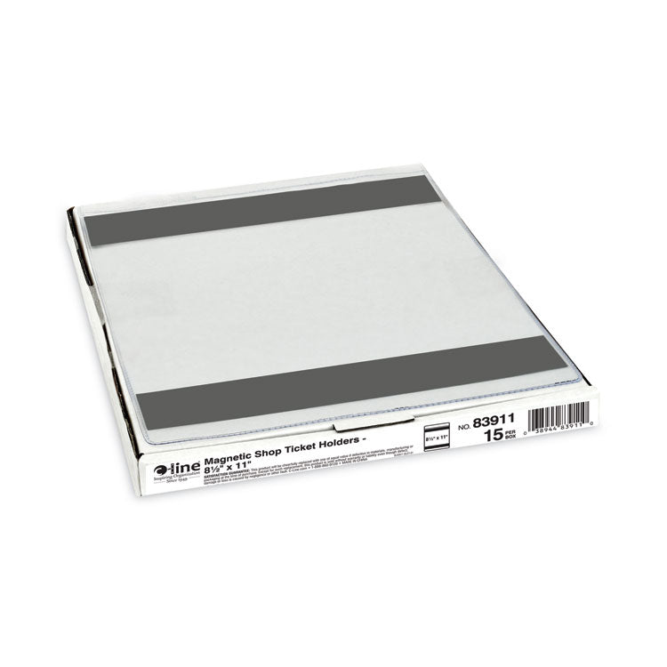 Magnetic Shop Ticket Holders, Super Heavy-Duty, Top Load 8.5 x 11 Insert, Clear Front, 15/Box