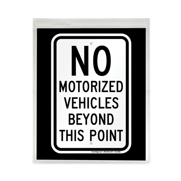 Self-Adhesive Poly Shop Ticket Holders, Super Heavy-Duty, Top Load 8.5 x 11 Insert, Clear Front, 50/Box