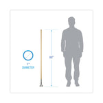 Clip-On Dust Mop Handle, Lacquered Wood, Swivel Head, 1" dia x 60", Natural