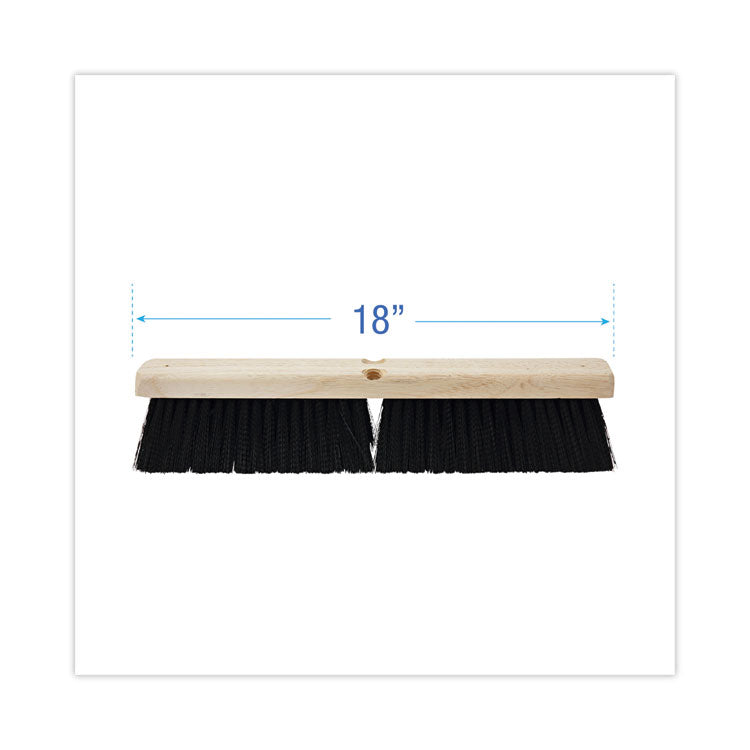 Floor Brush Head, 3" Black Medium Weight Polypropylene Bristles, 18" Brush