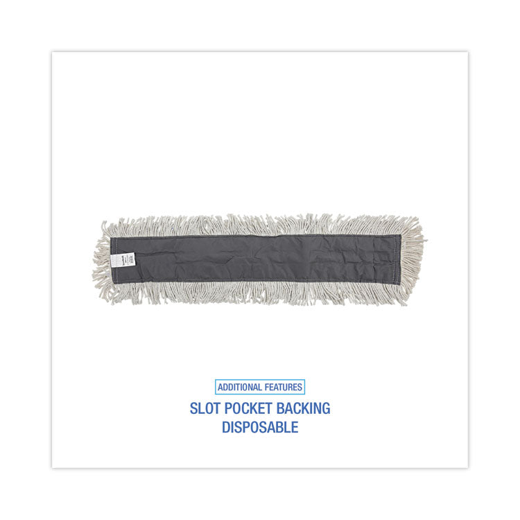 Disposable Dust Mop Head W/sewn Center Fringe, Cotton/synthetic, 36w X 5d, White