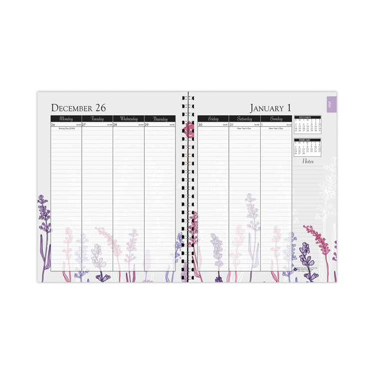 Recycled WildFlower Weekly/Monthly Planner, WildFlower Artwork, 11 x 8.5, Gray/White/Purple Cover, 12-Month (Jan-Dec): 2025