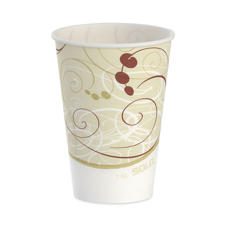 Symphony Design Wax-Coated Paper Cold Cups, 7 oz, Beige/White/Red, 100/Sleeve, 20 Sleeves/Carton