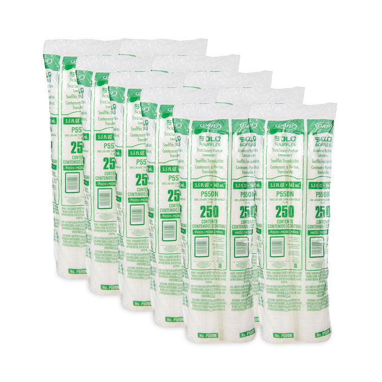 Polystyrene Portion Cups, 5.5 oz, Plastic, Translucent, 250/Bag, 10 Bags/Carton