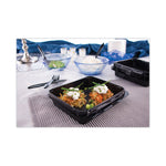 Creative Carryouts Hinged Plastic Hot Deli Boxes, Medium Snack Box, 18 Oz, 6.22 X 5.9 X 2.1, Black/clear, 200/carton