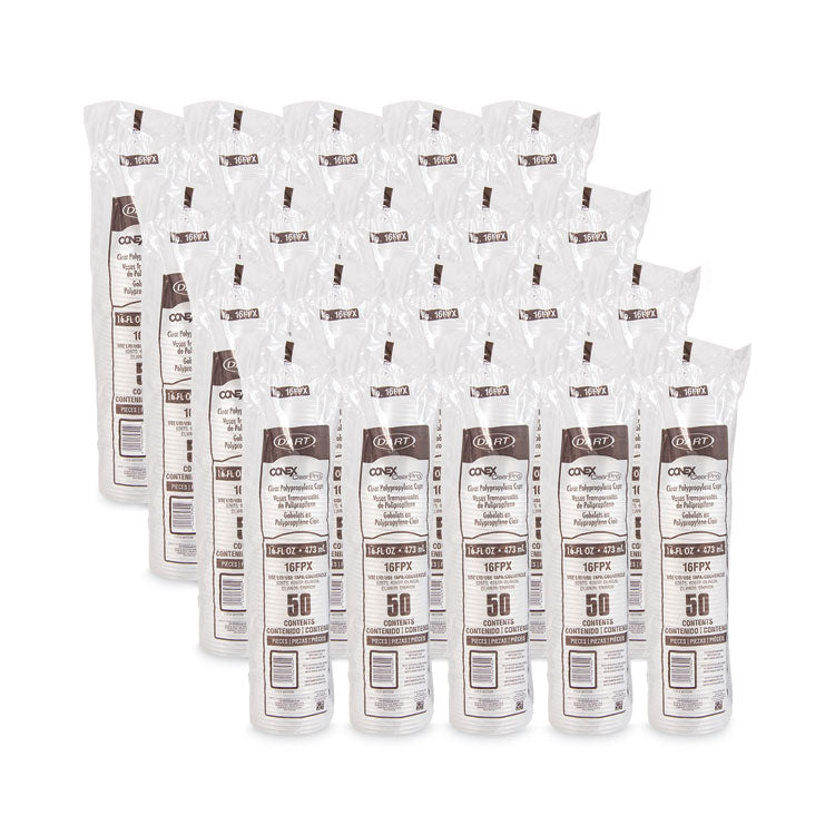 Conex ClearPro Plastic Cold Cups, 16 oz, Clear, 50/Sleeve, 20 Sleeves/Carton