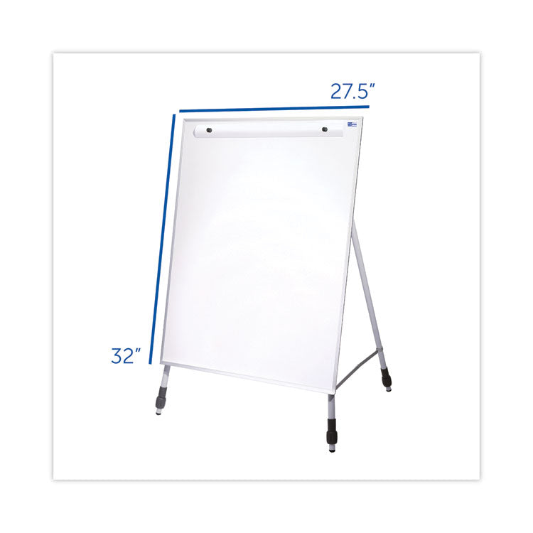 Adjustable Dry Erase Board, 27.5" x 32", White Surface, Satin Aluminum Frame