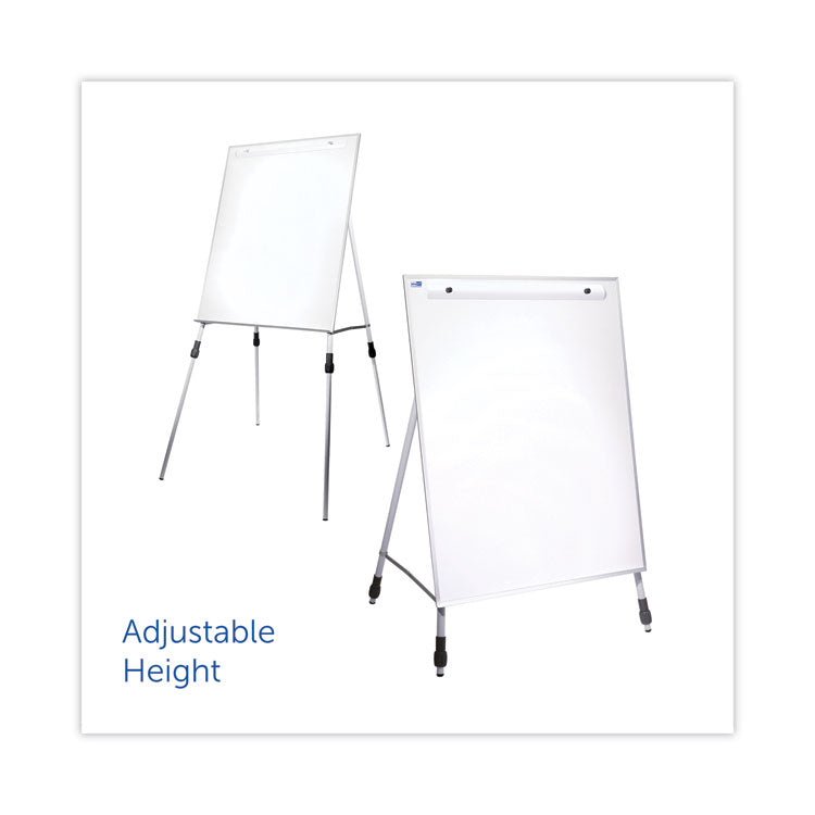 Adjustable Dry Erase Board, 27.5" x 32", White Surface, Satin Aluminum Frame