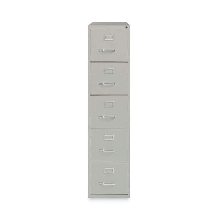Five-Drawer Economy Vertical File, Letter-Size File Drawers, 15" x 26.5" x 61.37", Light Gray