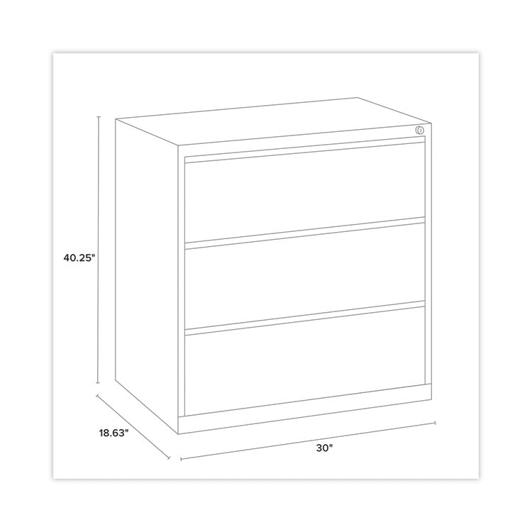Lateral File, Three Legal/Letter/A4-Size File Drawers, 30" x 18.62" x 40.25", Black