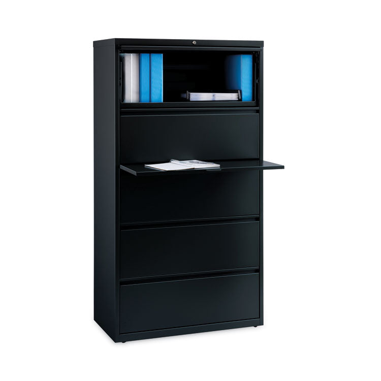 Lateral File Cabinet, 5 Letter/Legal/A4-Size File Drawers, Black, 36 x 18.62 x 67.62