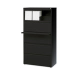 Lateral File, Five Legal/Letter/A4-Size File Drawers, 30" x 18.62" x 67.62", Black
