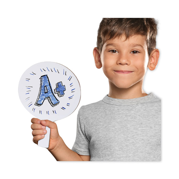 Dry Erase Paddle, 9" x 5", White Surface, 12/Pack