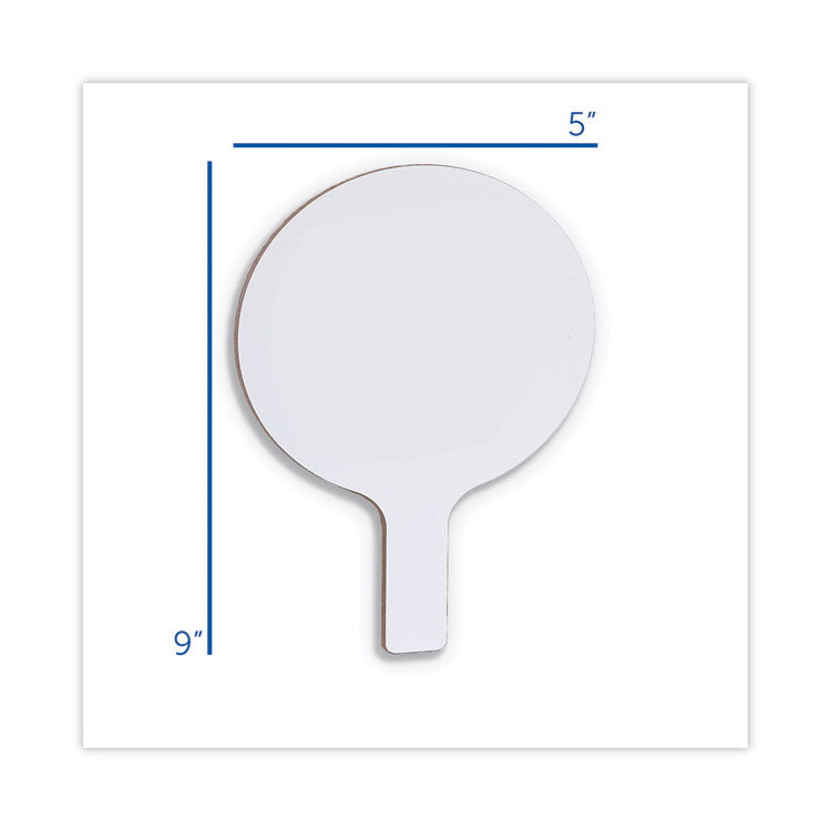 Dry Erase Paddle, 9" x 5", White Surface, 12/Pack