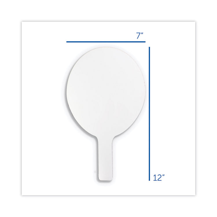 Dry Erase Paddle, 12" x 7", White Surface, 12/Pack